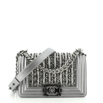 Chanel Boy Flap Bag Strass Embellished Leather Small