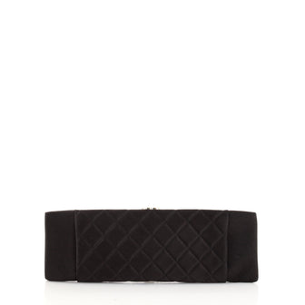 Chanel CC Clasp Frame Clutch Quilted Satin Extra Long