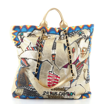 Chanel Paris-New York Street Spirit Shopping Tote Graffiti Printed Canvas Maxi