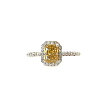 Tiffany & Co. Soleste Halo Ring Platinum with Diamonds and CCRC FloY/SI1 Diamond 1.03CT