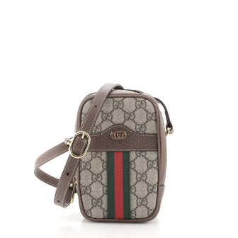Gucci Ophidia Double Zip Crossbody Bag GG Coated Canvas Mini