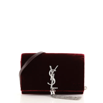 Saint Laurent Classic Monogram Tassel Chain Wallet Velvet