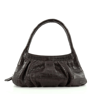 Nancy Gonzalez Zip Shoulder Bag Pleated Crocodile Small