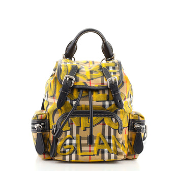 Burberry Graffiti Rucksack Backpack Vintage Check Canvas Small