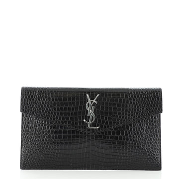 Saint Laurent Uptown Pouch Crocodile Embossed Leather