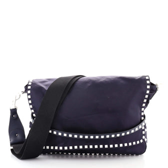 Valentino Rockstud Flap Messenger Bag Nylon Large