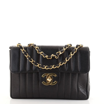 Chanel Vintage CC Chain Flap Bag Vertical Quilt Caviar Maxi