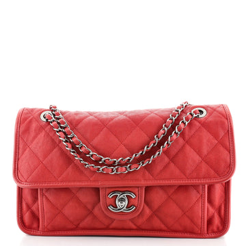 Chanel French Riviera Flap Bag Quilted Caviar Large