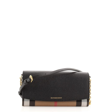 Burberry Henley Wallet on Chain Leather with House Check Canvas
