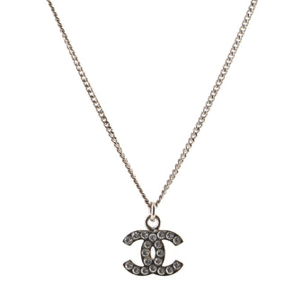 Chanel CC Long Pendant Necklace Crystal Embellished Metal
