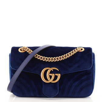 Gucci GG Marmont Flap Bag Matelasse Velvet Small