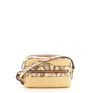 Gucci Ophidia Shoulder Bag Raffia with Snakeskin Mini