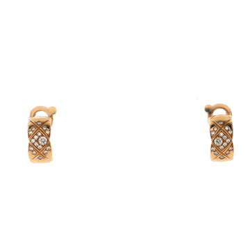 Chanel Coco Crush Hoop Earrings 18K Beige Gold and Diamonds