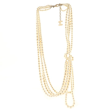 Chanel Multistrand CC Necklace Faux Pearls and Metal
