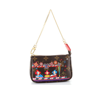 Louis Vuitton Pochette Accessoires Limited Edition Vivienne Xmas Monogram Canvas Mini