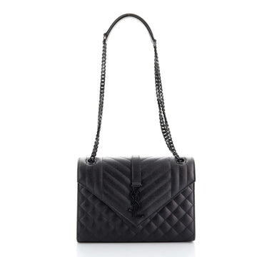 Saint Laurent Classic Monogram Envelope Satchel Quilted Leather Medium