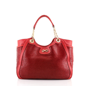 Salvatore Ferragamo Betulla Chain Tote Woven Leather Medium