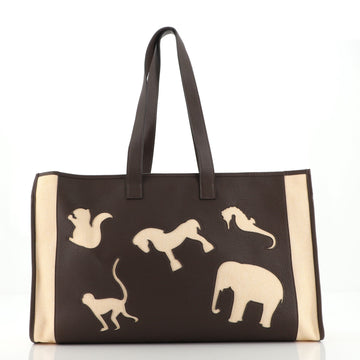 Hermes Animal Skeleton Tote Leather and Canvas