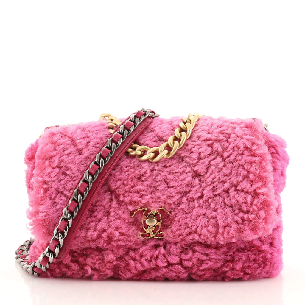 Sell Chanel 2020 Medium Shearling 19 Flap Bag - Pink