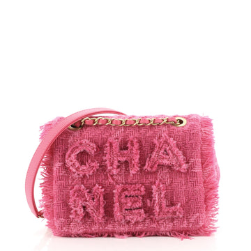 Chanel Giant Logo Flap Bag Quilted Tweed Small