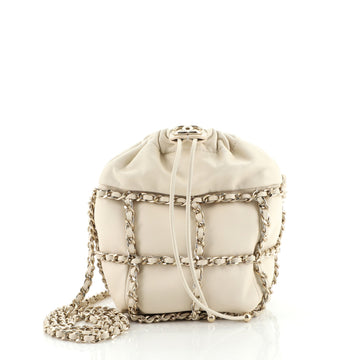 Chanel Chain Frame CC Drawstring Bucket Bag Lambskin Mini