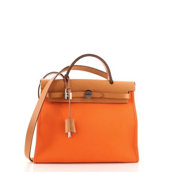 HERMES Toile Herbag Zip 31 PM Orange 73551