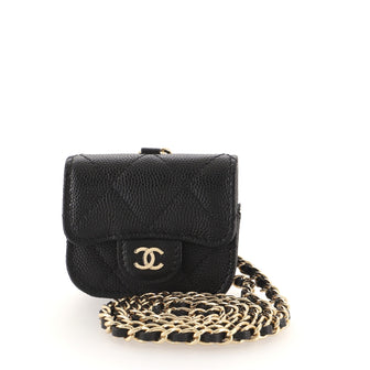 Chanel AirPods Pro Flap Case with Chain Quilted Caviar