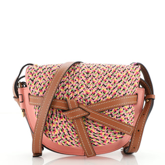 Loewe Gate Shoulder Bag Leather with Raffia Small