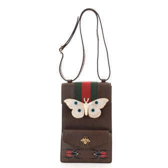 Gucci Web Falena Moth Messenger Bag Printed Leather
