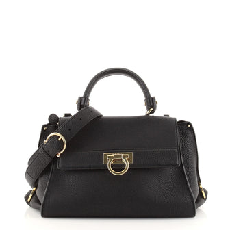 Salvatore Ferragamo Sofia Satchel Pebbled Leather Medium