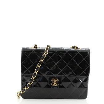 Chanel Vintage Square Classic Flap Bag Quilted Patent Small