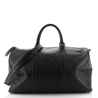 Chanel Vintage Diamond Stitch Boston Bag Quilted Lambskin Large