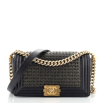 Chanel Boy Flap Bag Braided Sheepskin Old Medium