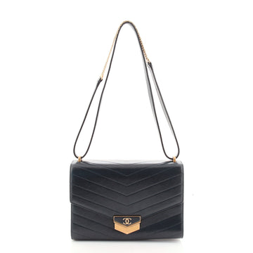 Chanel Medal Envelope Flap Bag Chevron Calfskin Large