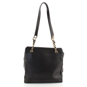 Chanel Vintage Stitched CC Shoulder Bag Caviar Medium