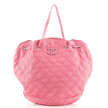 Chanel Cocomark Drawstring Tote Quilted Caviar