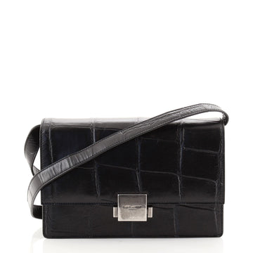Saint Laurent Bellechasse Shoulder Bag Crocodile Embossed Leather Medium