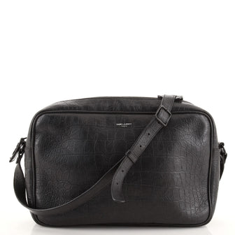 Saint Laurent Zipped Messenger Embossed Crocodile Leather Large
