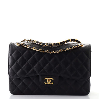 Chanel Classic Double Flap Bag Quilted Caviar Jumbo
