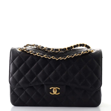 Chanel Classic Double Flap Bag Quilted Caviar Jumbo
