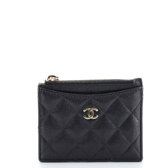 Chanel CC Zip Card Holder Quilted Caviar
