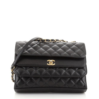 Chanel Triple Flap Bag Quilted Calfskin Medium