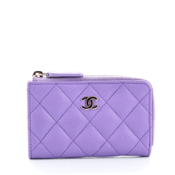 Chanel Zipped Key Holder Quilted Caviar