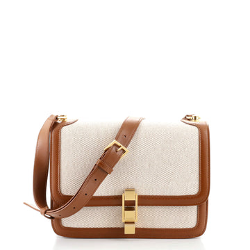 Saint Laurent Carre Satchel Canvas with Leather Medium