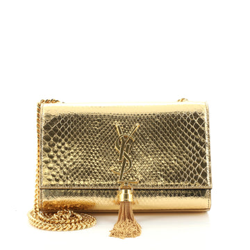 Saint Laurent Classic Monogram Tassel Crossbody Bag Python Embossed Leather Medium