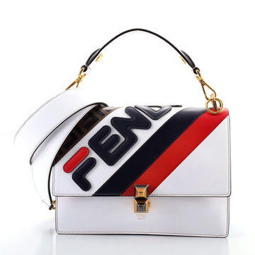 Fendi Mania Logo Kan I Bag Inlaid Leather Medium
