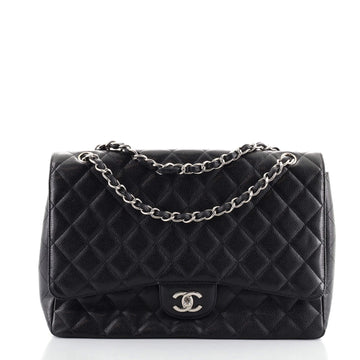 Chanel Vintage Classic Single Flap Bag Quilted Caviar Maxi
