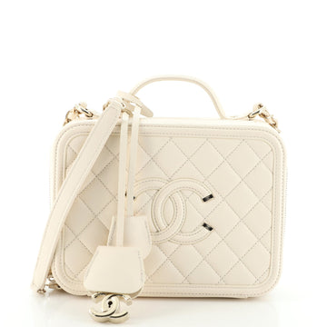 Chanel Filigree Vanity Case Quilted Caviar Medium