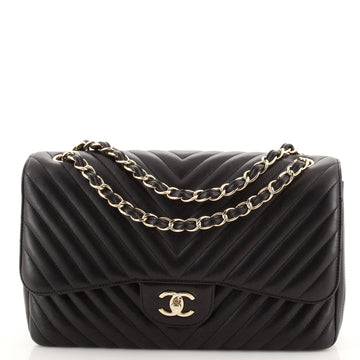 Chanel Classic Double Flap Bag Chevron Lambskin Jumbo
