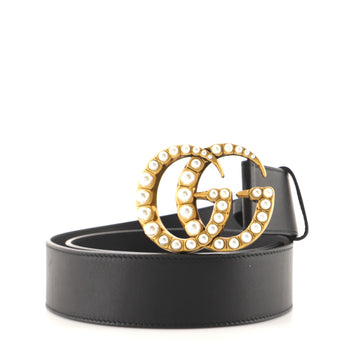 Gucci Pearly GG Marmont Belt Leather Wide